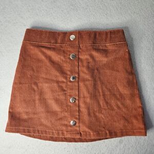 CYNTHIA ROWLEY Girls Sz S (5/6) Burnt Orange Corduroy Skirt Button